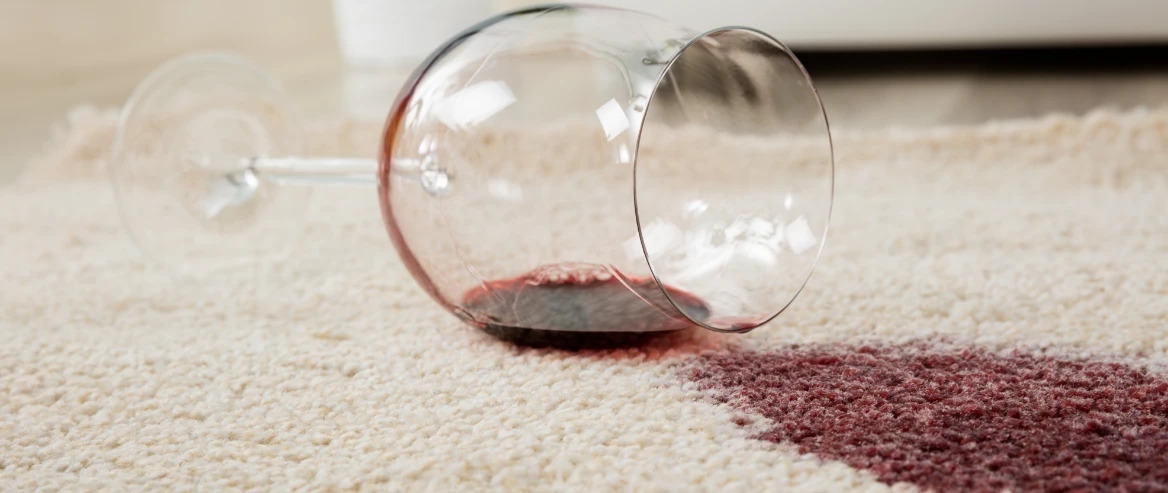Glass Of Red Wine Spilt On Carpet