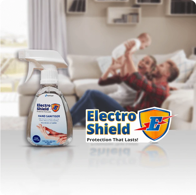 Electro Shield Hand Sanitizer With Family Background