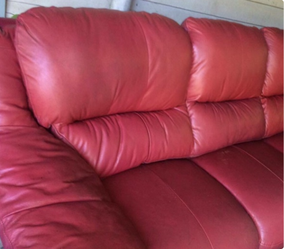 Red Leather Couch After Cleaning