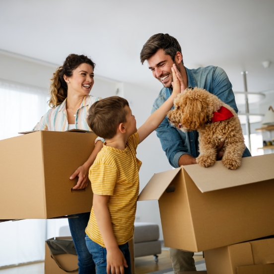 Family Moving out of Home with Dog