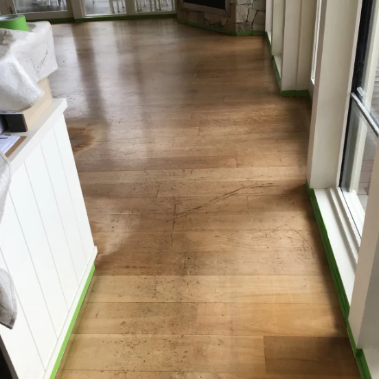 Scratched Living Room Hallway Wood Floors Before Sanding