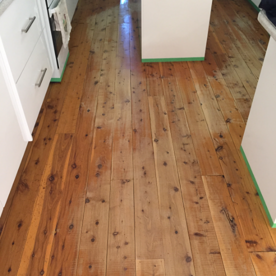 Kitchen Timber Floors With Worn Out Surface Before Timber Restore
