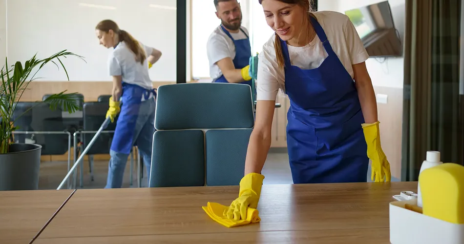 Professional cleaner working in a modern home