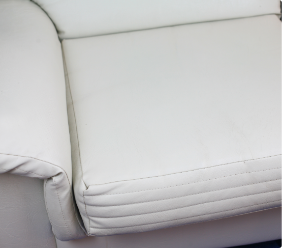 Cream Leather Couch After Cleaning