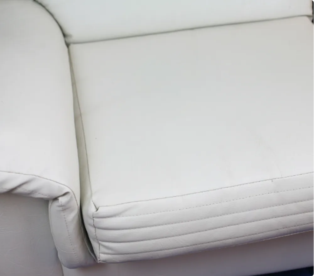 Cream Leather Couch After Cleaning