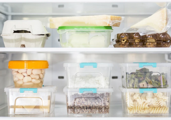 organised and neatly stacked fridge