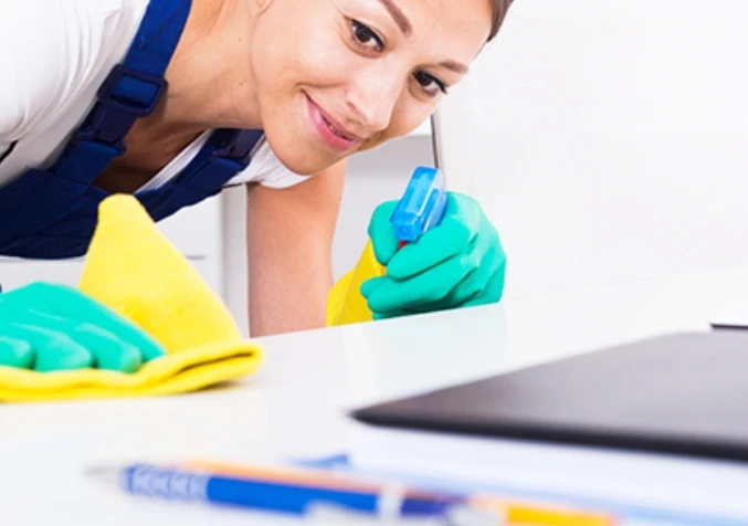 degreasing kitchen bench with rubbing alcohol