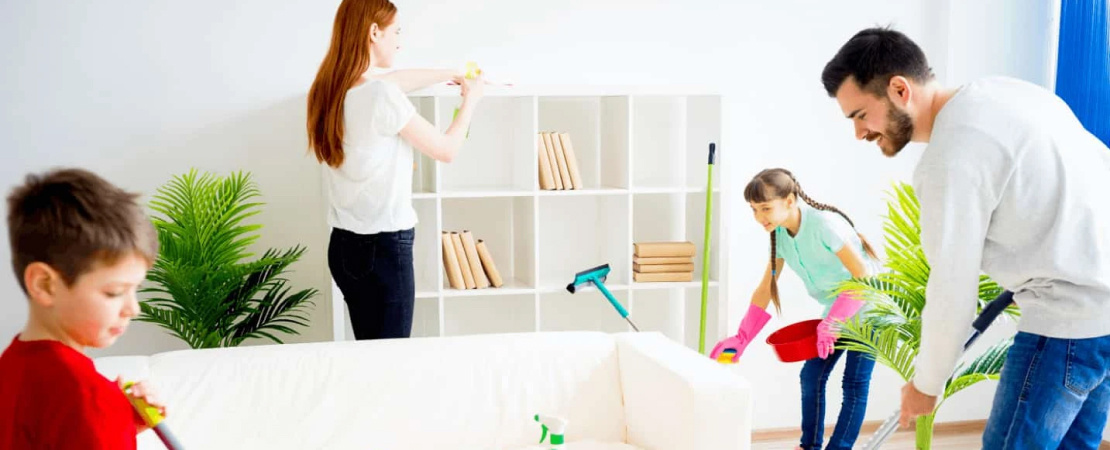 Family Cleaning Together