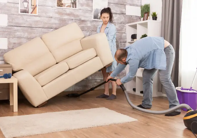 couple doing chores together