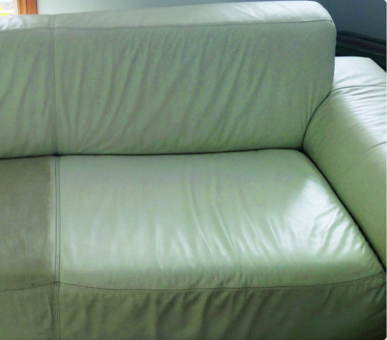 White Couch After Leather Cleaning