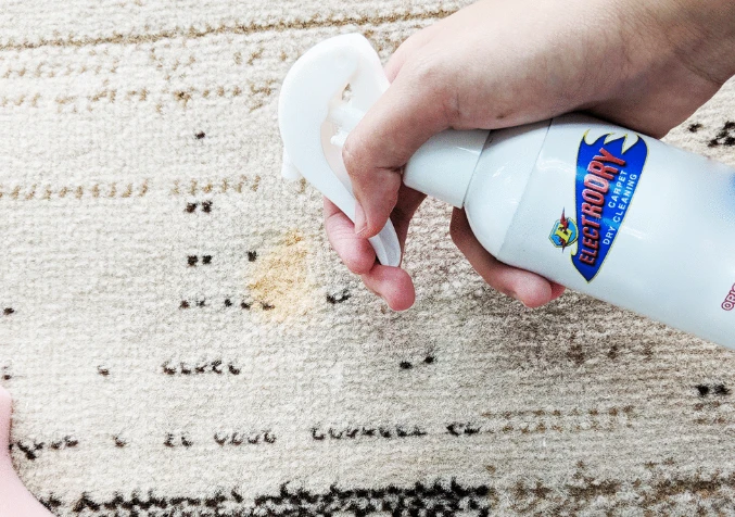 treating makeup stain using Electro 3 carpet stain remover