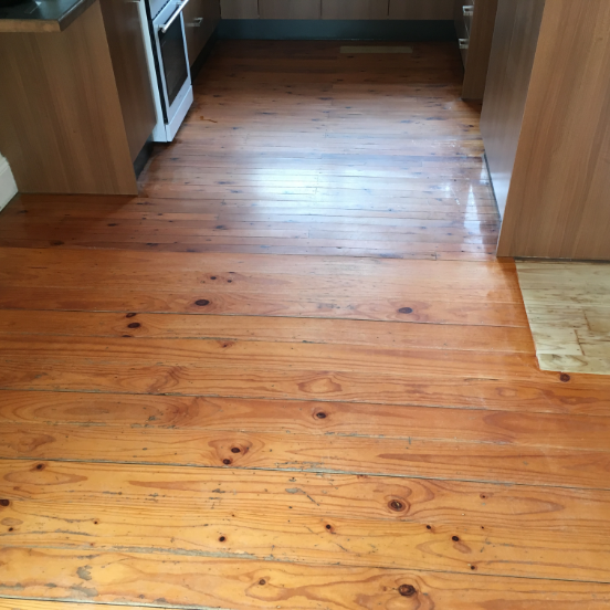 Worn And Scratched Kitchen Floors Before Timber Restore