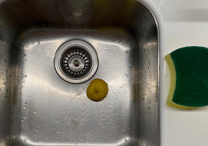 Salt, Lemon and Scrub on Kitchen Sink