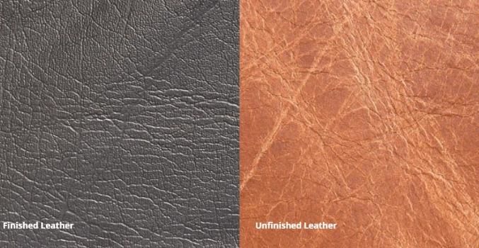 finished vs unfinished leather side by side