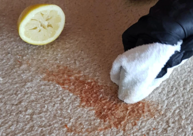 step 2 squeeze some lemon on to a clean cloth and dab at the stain